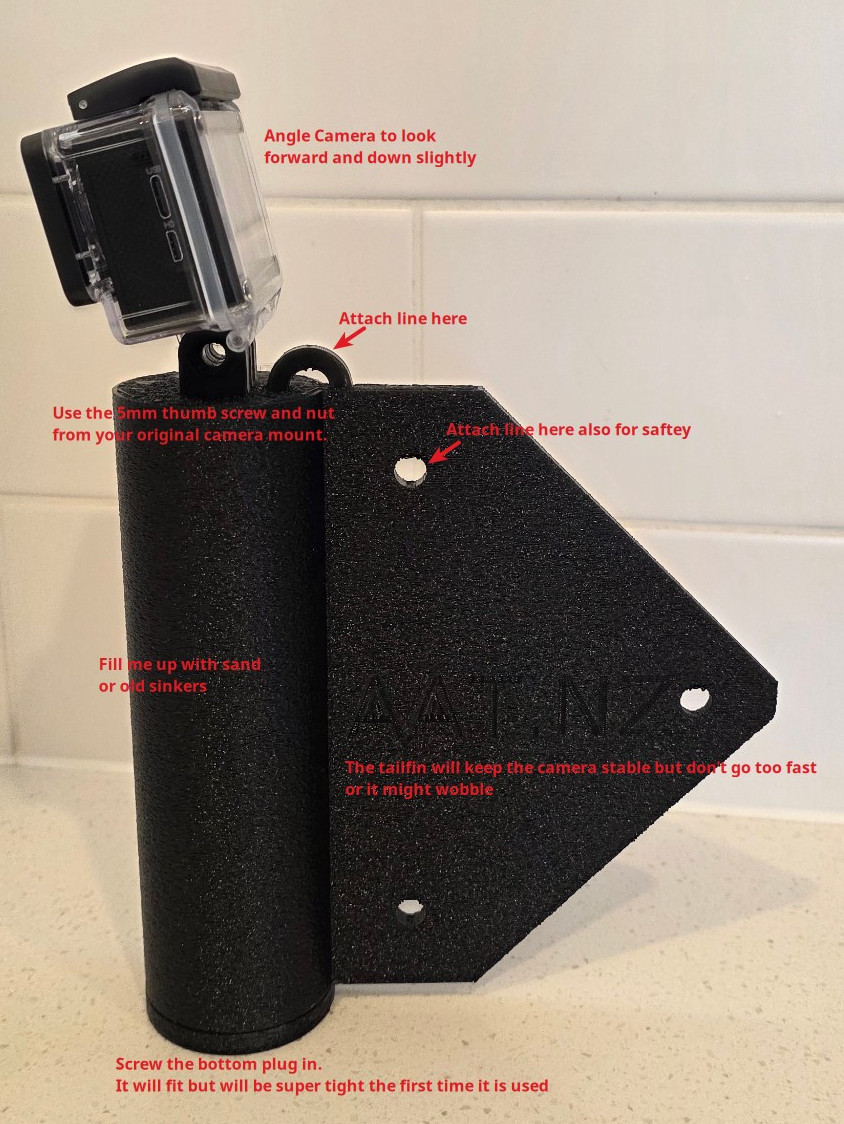 3D-printed dropcam housing with camera mounted