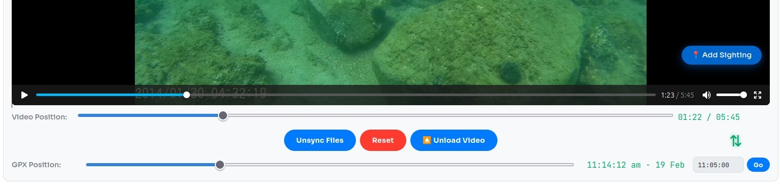 Video start time field and Sync button